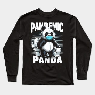 "Pandamic Panda" A Panda with a Mask and Toilet Paper Long Sleeve T-Shirt